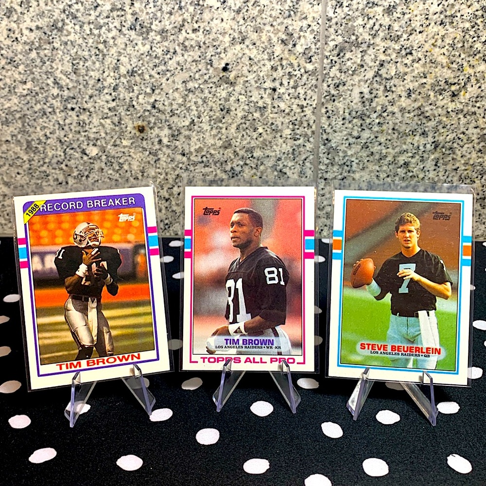Las Vegas Raiders 2 Tim Brown Rookie Cards & Steve Beuerlein HOF Mint in Case